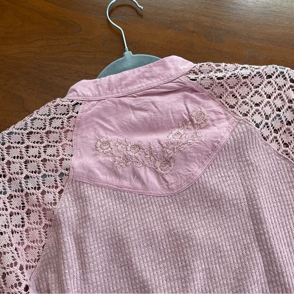 Free People Sweetest Thing Rose Embroidered Thermal Top - Picture 10 of 11